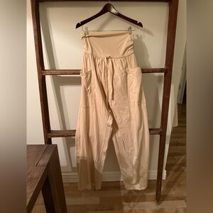 Free People Movement Baggy Pants Beige Cotton Med